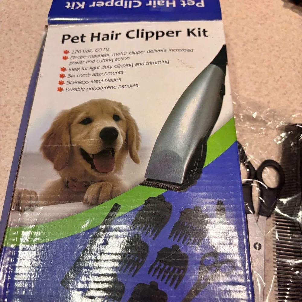 Pet Hair Clipper Kit Electric Dog Cat Grooming Trimmer Set with 6‎ Attachments